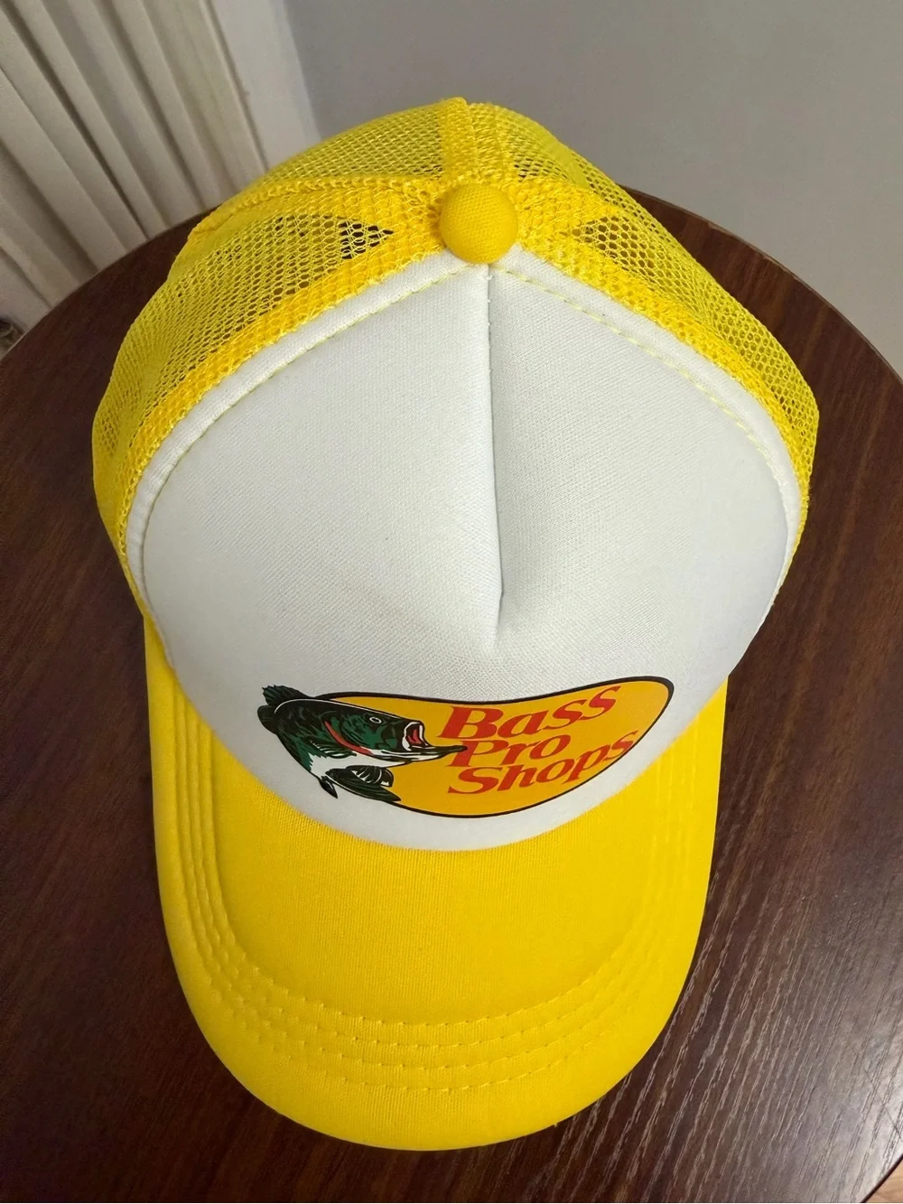 Bass Pro Shops Yellow & White Trucker Baseball Cap with Fish Logo 💛🤍